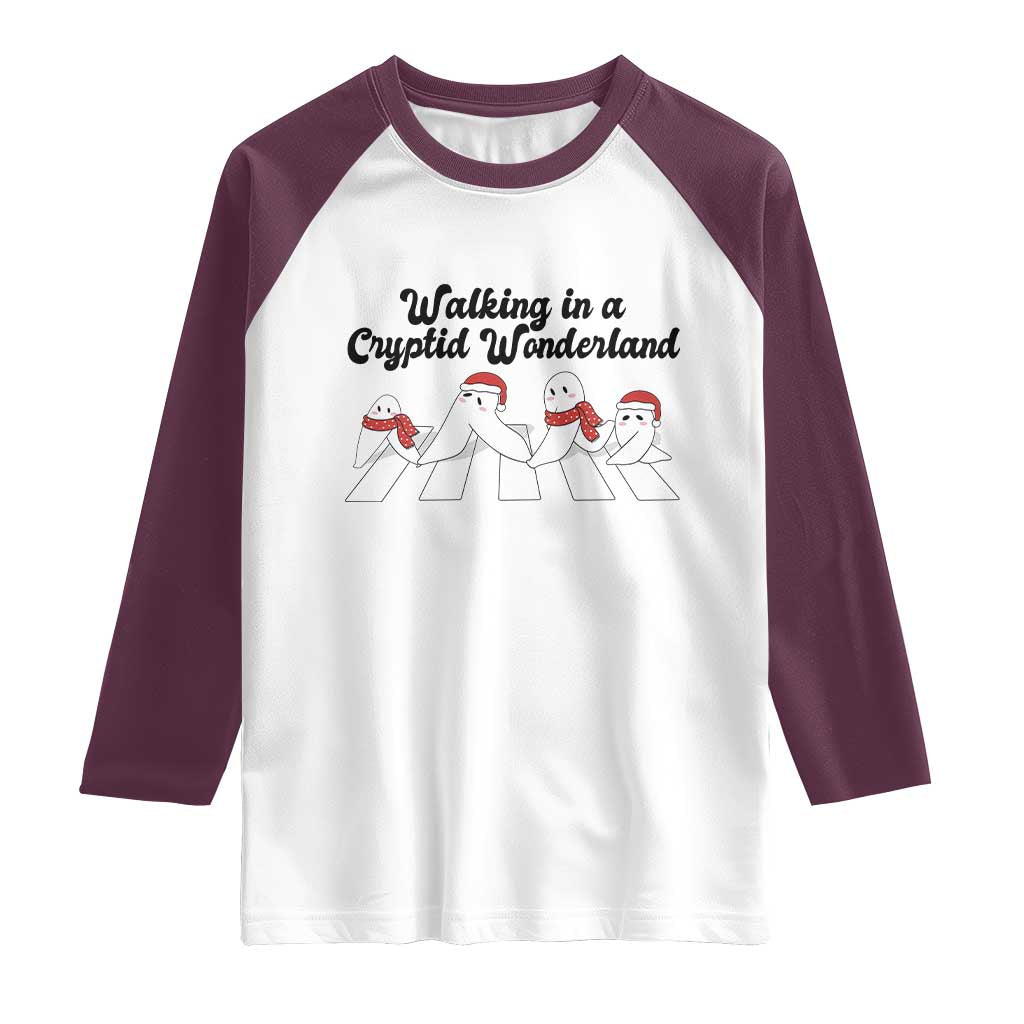 Funny Fresno Nightcrawlers Christmas Gift Raglan Shirt Walking In A Cryptid Wonderland - Wonder Print Shop