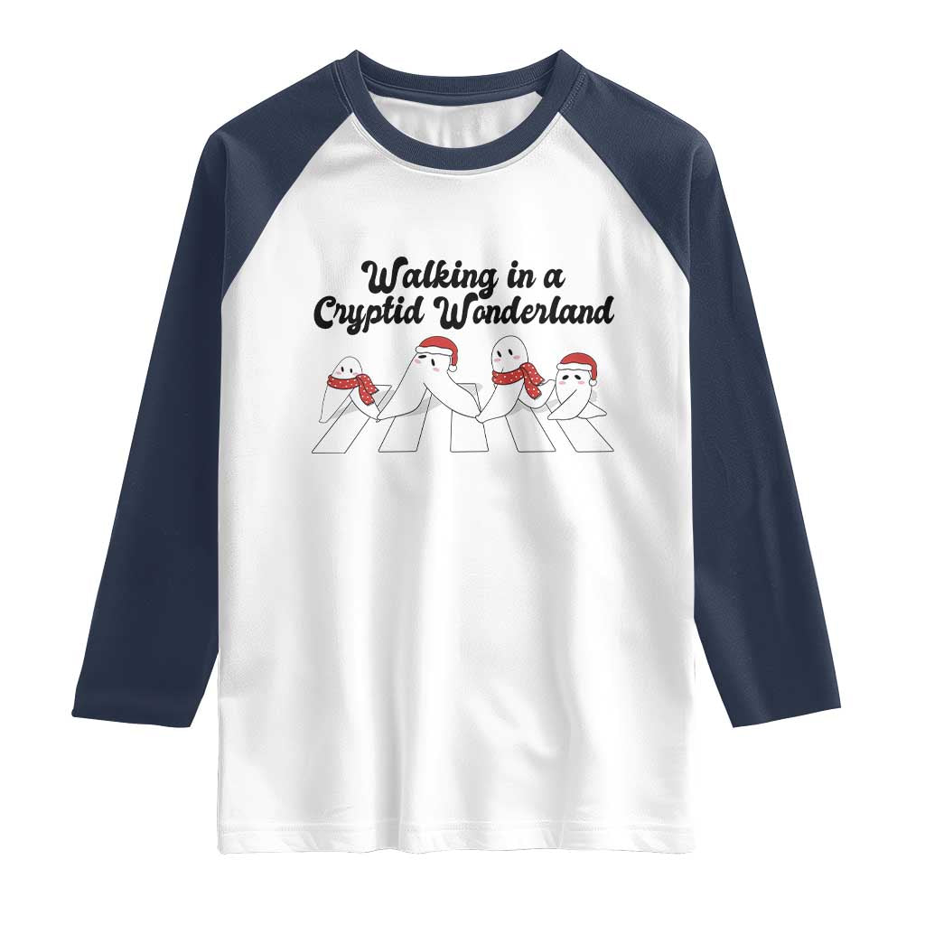 Funny Fresno Nightcrawlers Christmas Gift Raglan Shirt Walking In A Cryptid Wonderland - Wonder Print Shop