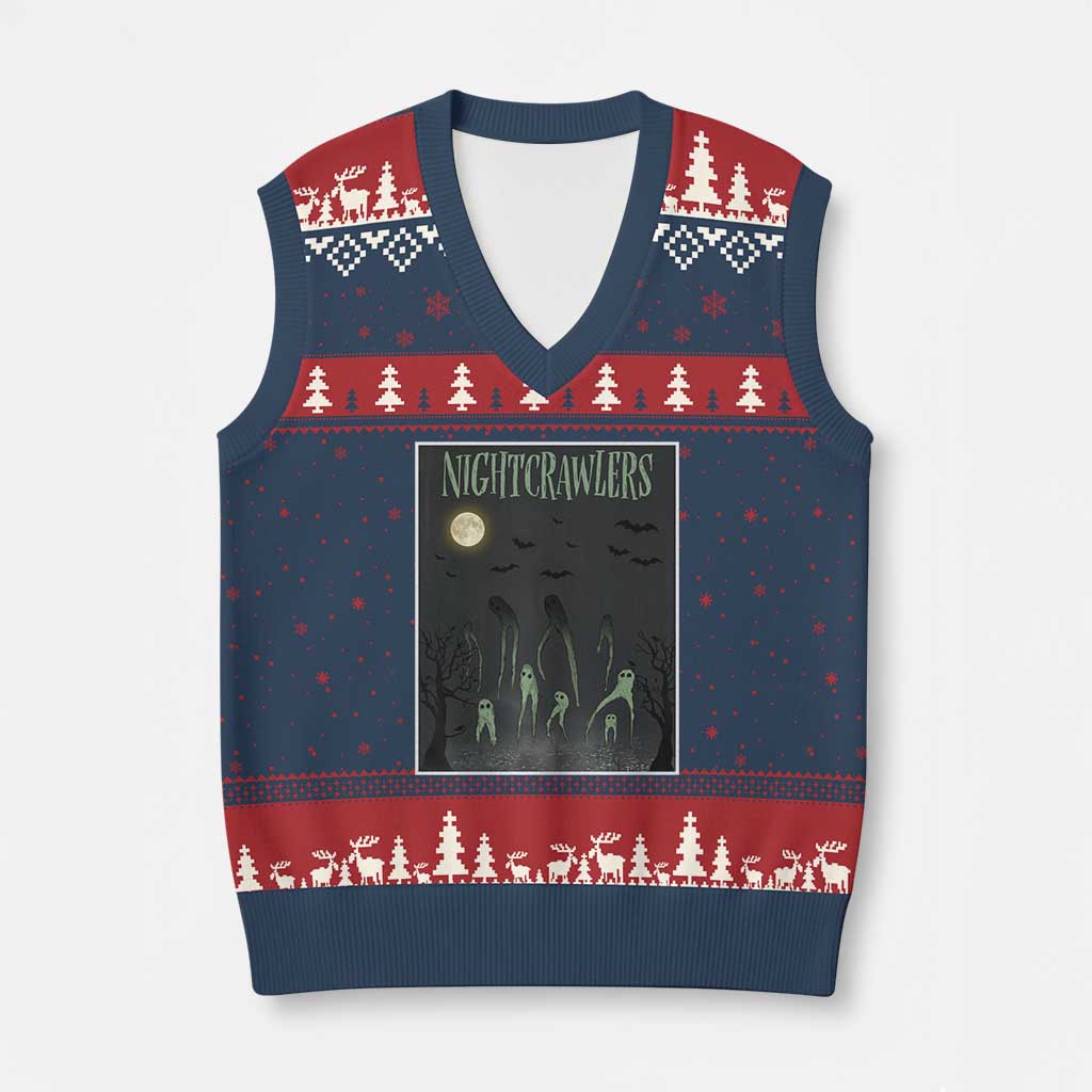 Fresno Nightcrawlers V-Neck Knit Sweater Vest Gothic Cryptid Horror Fan Gift - Wonder Print Shop