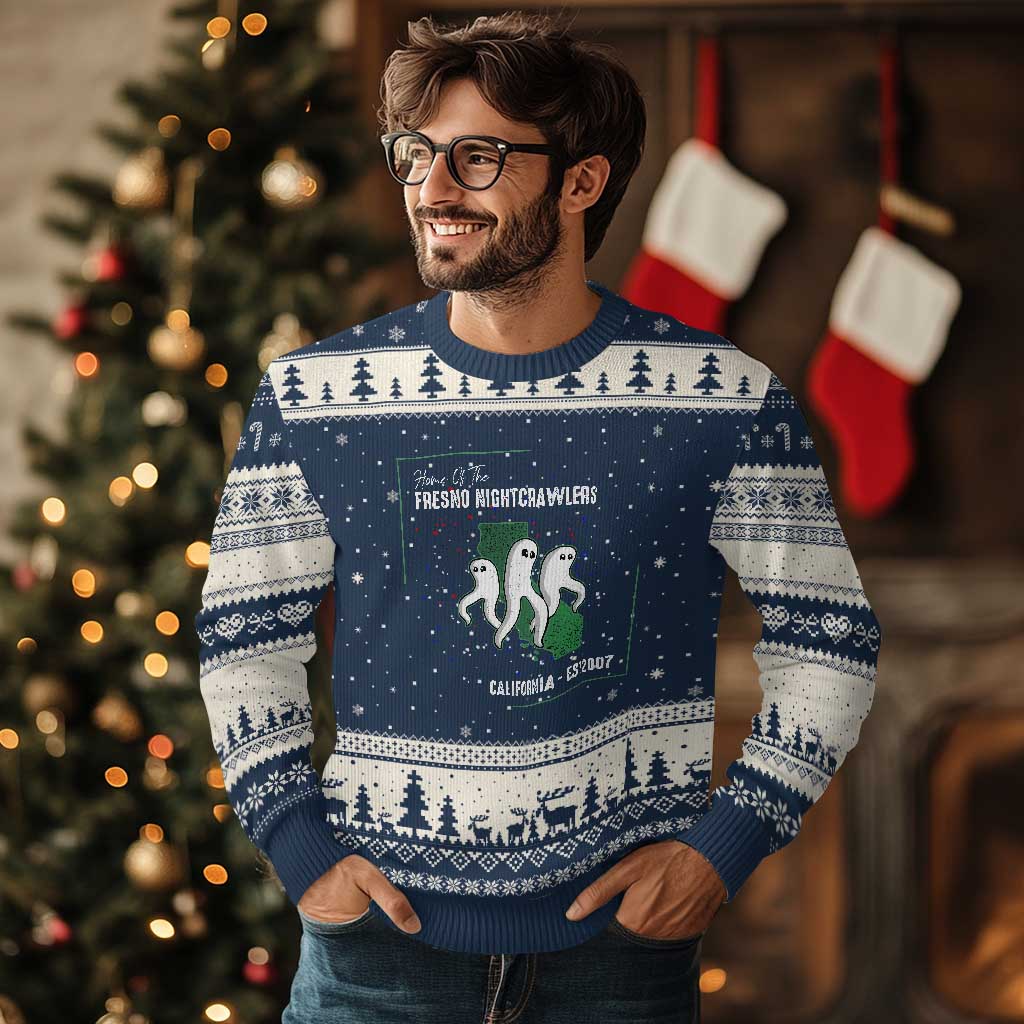 Fresno Nightcrawlers Ugly Christmas Sweater Home Of California Cryptid Gift - Wonder Print Shop