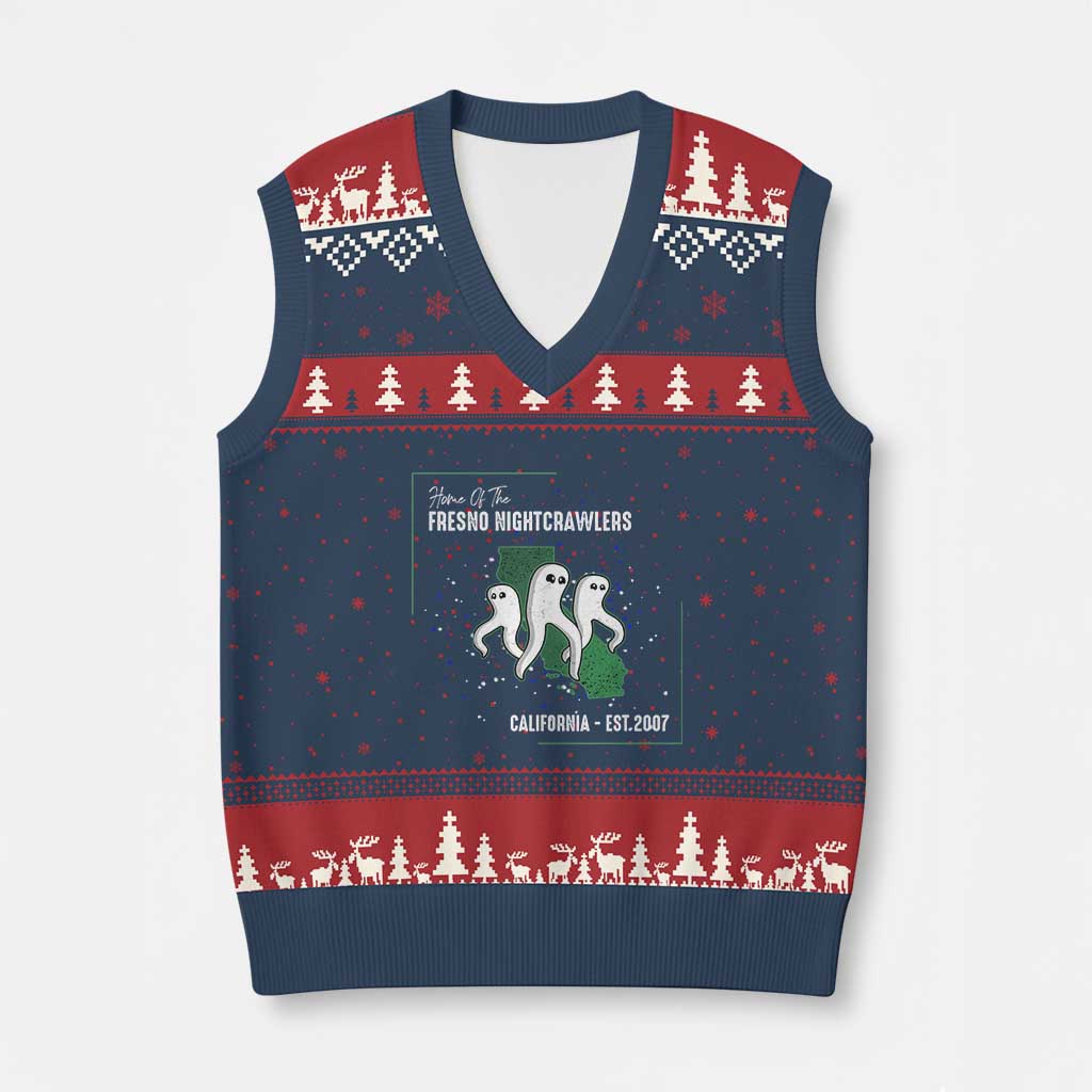 Fresno Nightcrawlers V-Neck Knit Sweater Vest Home Of California Cryptid Gift - Wonder Print Shop