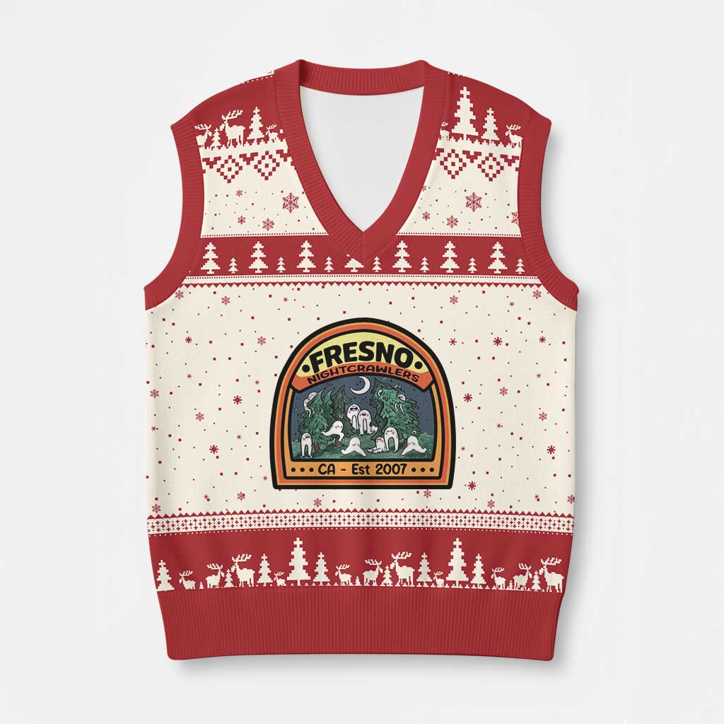 Fresno Nightcrawlers Folklore Gift V-Neck Knit Sweater Vest Home Of California Cryptids - Wonder Print Shop