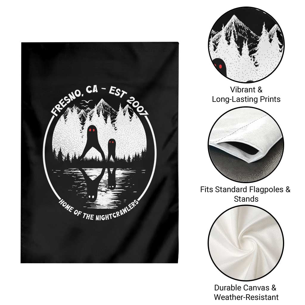 Home Of The Fresno Nightcrawlers Garden Flag California Cryptid Hunter - Wonder Print Shop