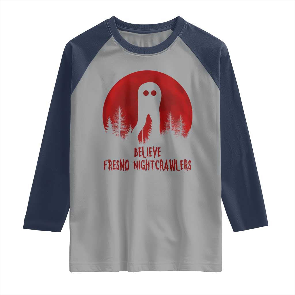 Believe In Fresno Nightcrawlers Raglan Shirt California Cryptid Hunter Gift - Wonder Print Shop