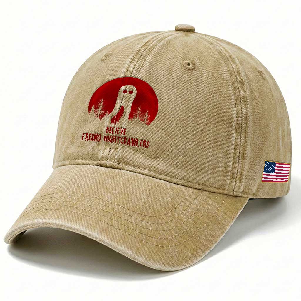 Believe In Fresno Nightcrawlers Washed Cotton Baseball Cap California Cryptid Hunter Gift