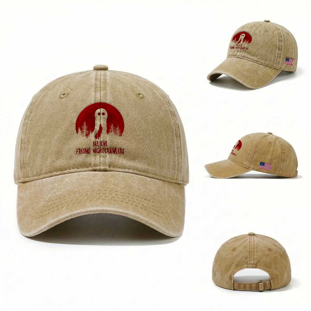 Believe In Fresno Nightcrawlers Washed Cotton Baseball Cap California Cryptid Hunter Gift