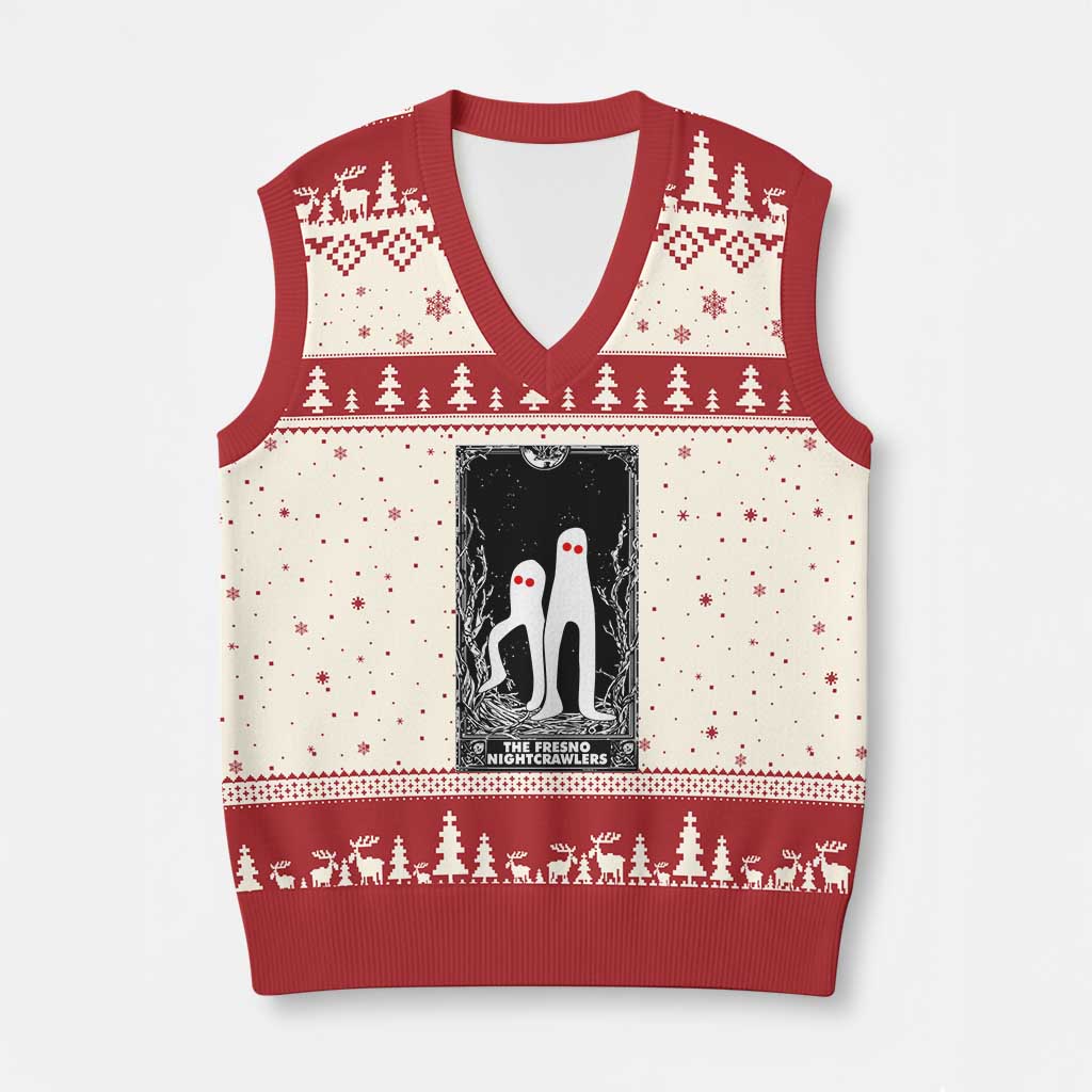 Funny Tarot Card Graphic Fresno Nightcrawlers Lover V-Neck Knit Sweater Vest Cryptid Gift - Wonder Print Shop