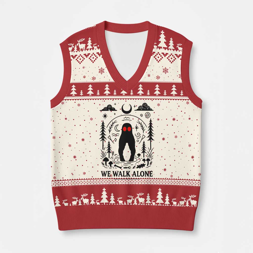 We Walk Alone Fresno Nightcrawler V-Neck Knit Sweater Vest California Cryptid Hunter - Wonder Print Shop