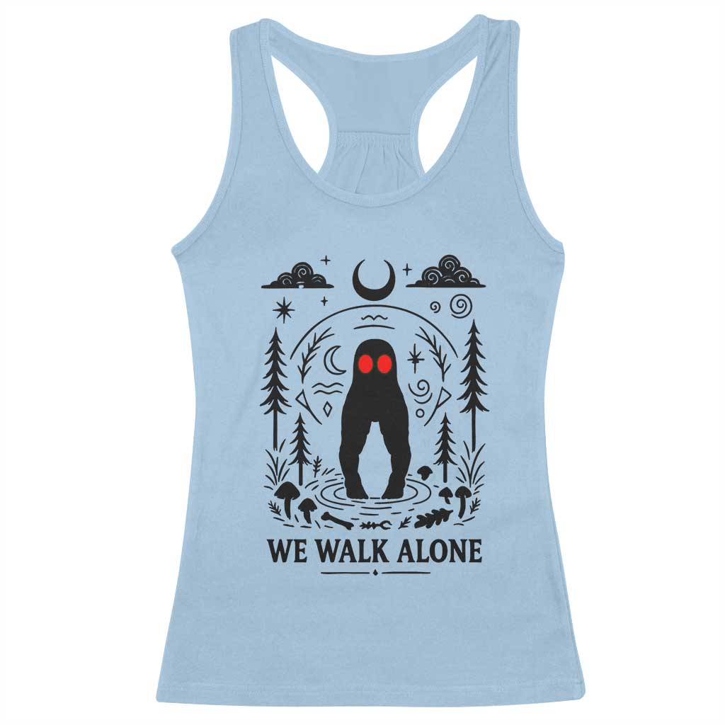 We Walk Alone Fresno Nightcrawler Racerback Tank Top California Cryptid Hunter - Wonder Print Shop