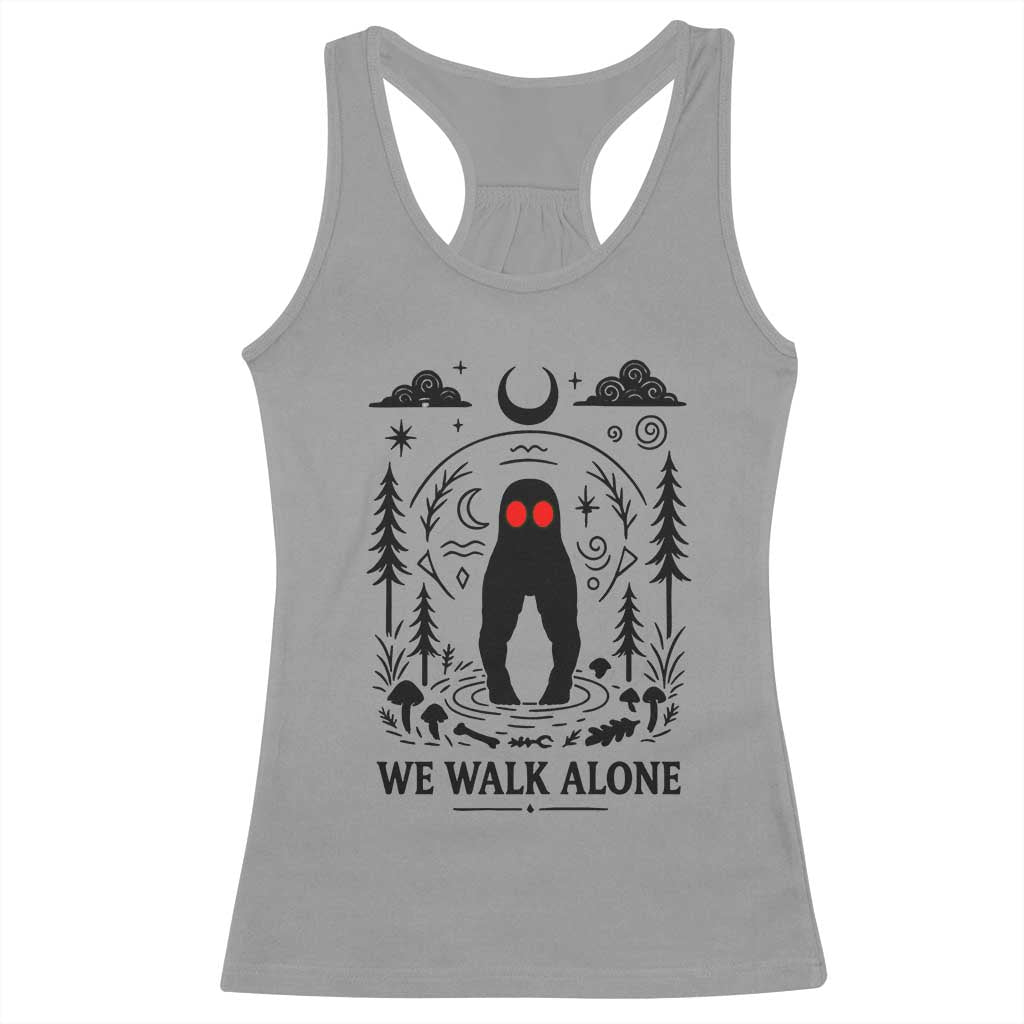 We Walk Alone Fresno Nightcrawler Racerback Tank Top California Cryptid Hunter - Wonder Print Shop