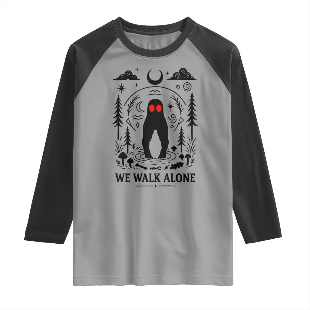 We Walk Alone Fresno Nightcrawler Raglan Shirt California Cryptid Hunter - Wonder Print Shop