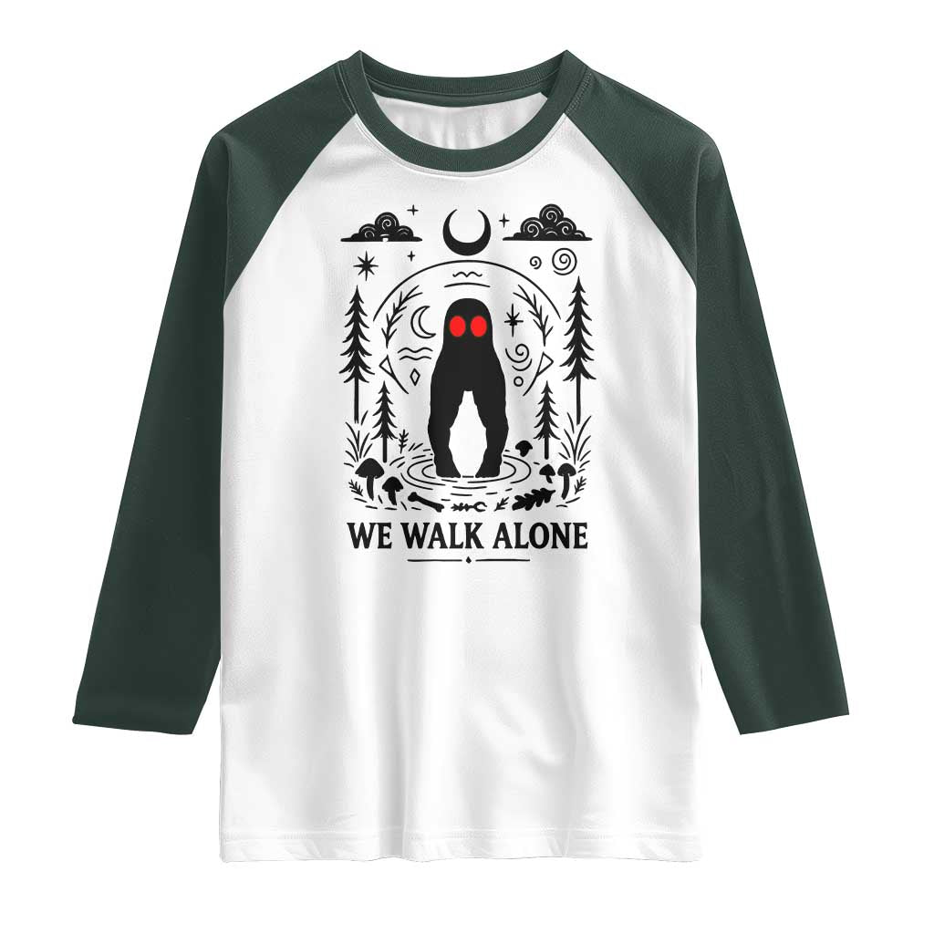 We Walk Alone Fresno Nightcrawler Raglan Shirt California Cryptid Hunter - Wonder Print Shop