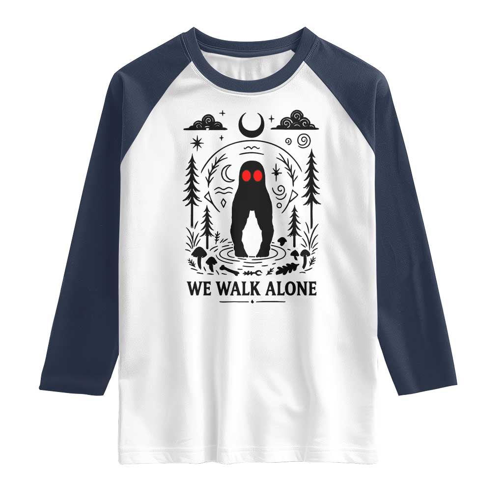 We Walk Alone Fresno Nightcrawler Raglan Shirt California Cryptid Hunter - Wonder Print Shop