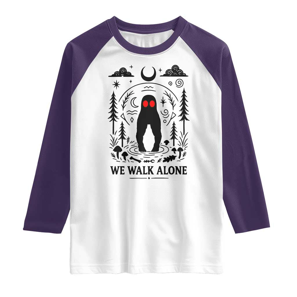 We Walk Alone Fresno Nightcrawler Raglan Shirt California Cryptid Hunter - Wonder Print Shop