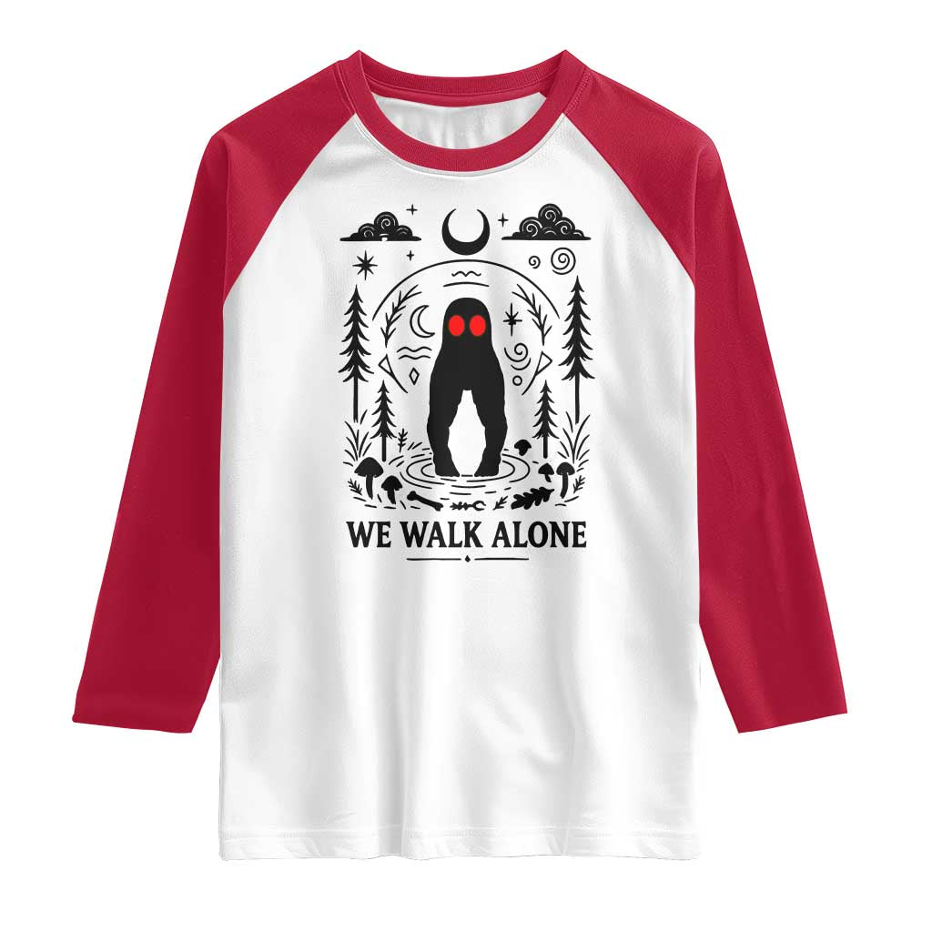 We Walk Alone Fresno Nightcrawler Raglan Shirt California Cryptid Hunter - Wonder Print Shop