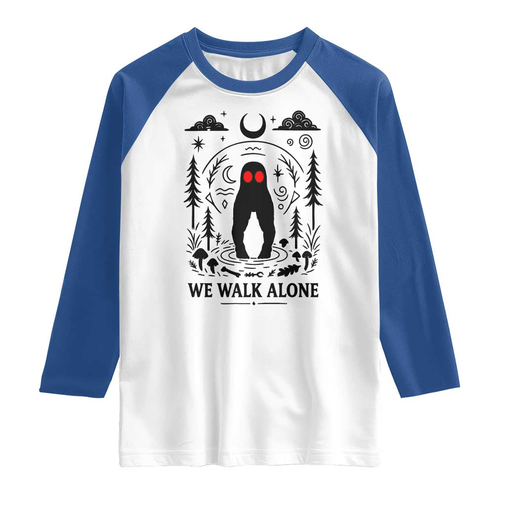 We Walk Alone Fresno Nightcrawler Raglan Shirt California Cryptid Hunter - Wonder Print Shop