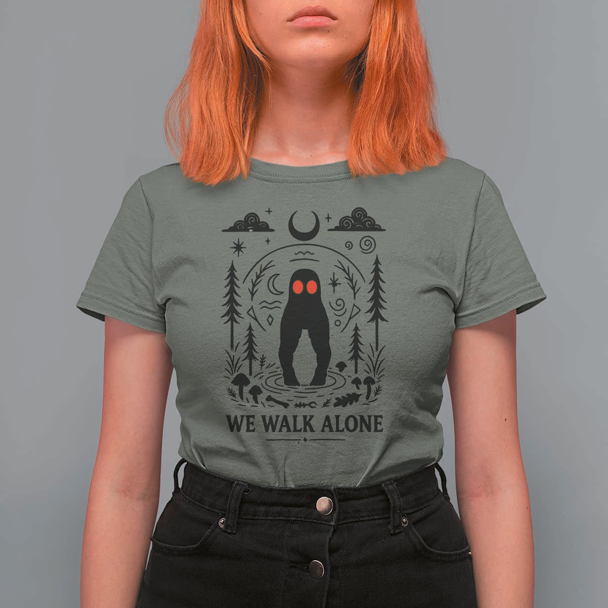 We Walk Alone Fresno Nightcrawler T Shirt For Women California Cryptid Hunter - Wonder Print Shop