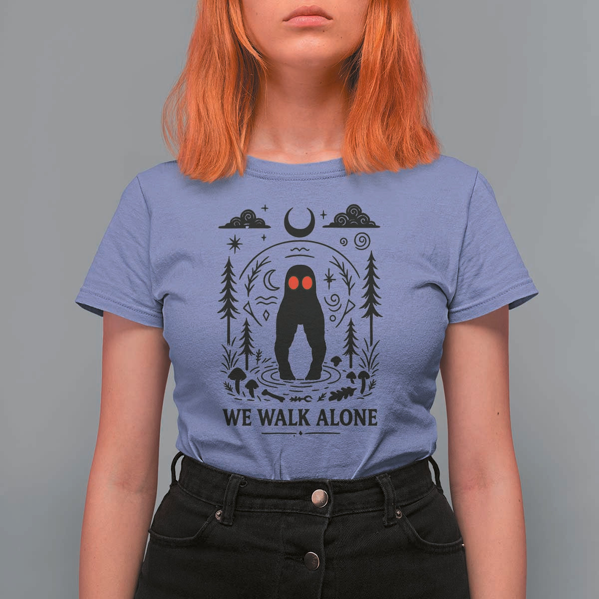 We Walk Alone Fresno Nightcrawler T Shirt For Women California Cryptid Hunter - Wonder Print Shop