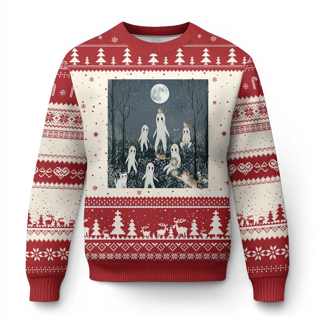 Fresno Nightkittens Nightcrawler Ugly Christmas Sweater Funny Horror Cat Cryptid Lover Gift - Wonder Print Shop