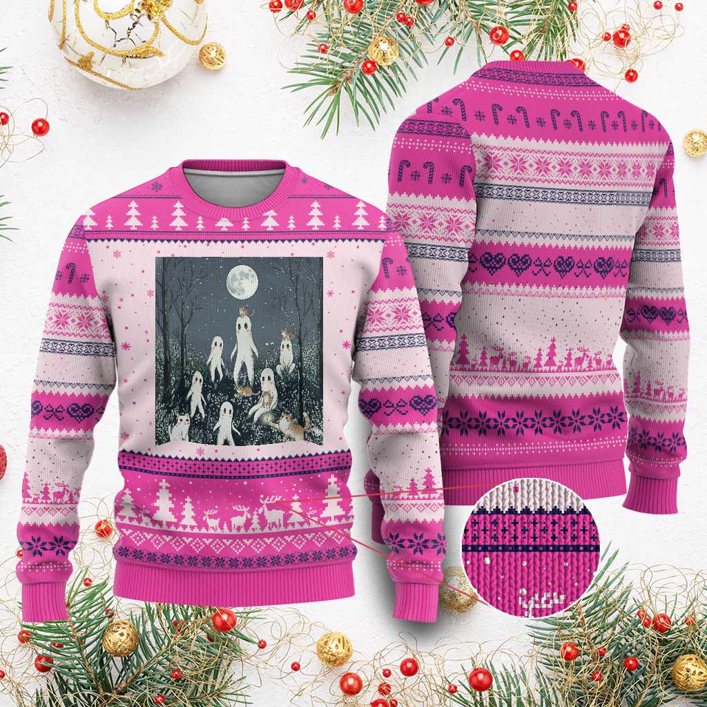 Fresno Nightkittens Nightcrawler Ugly Christmas Sweater Funny Horror Cat Cryptid Lover Gift - Wonder Print Shop