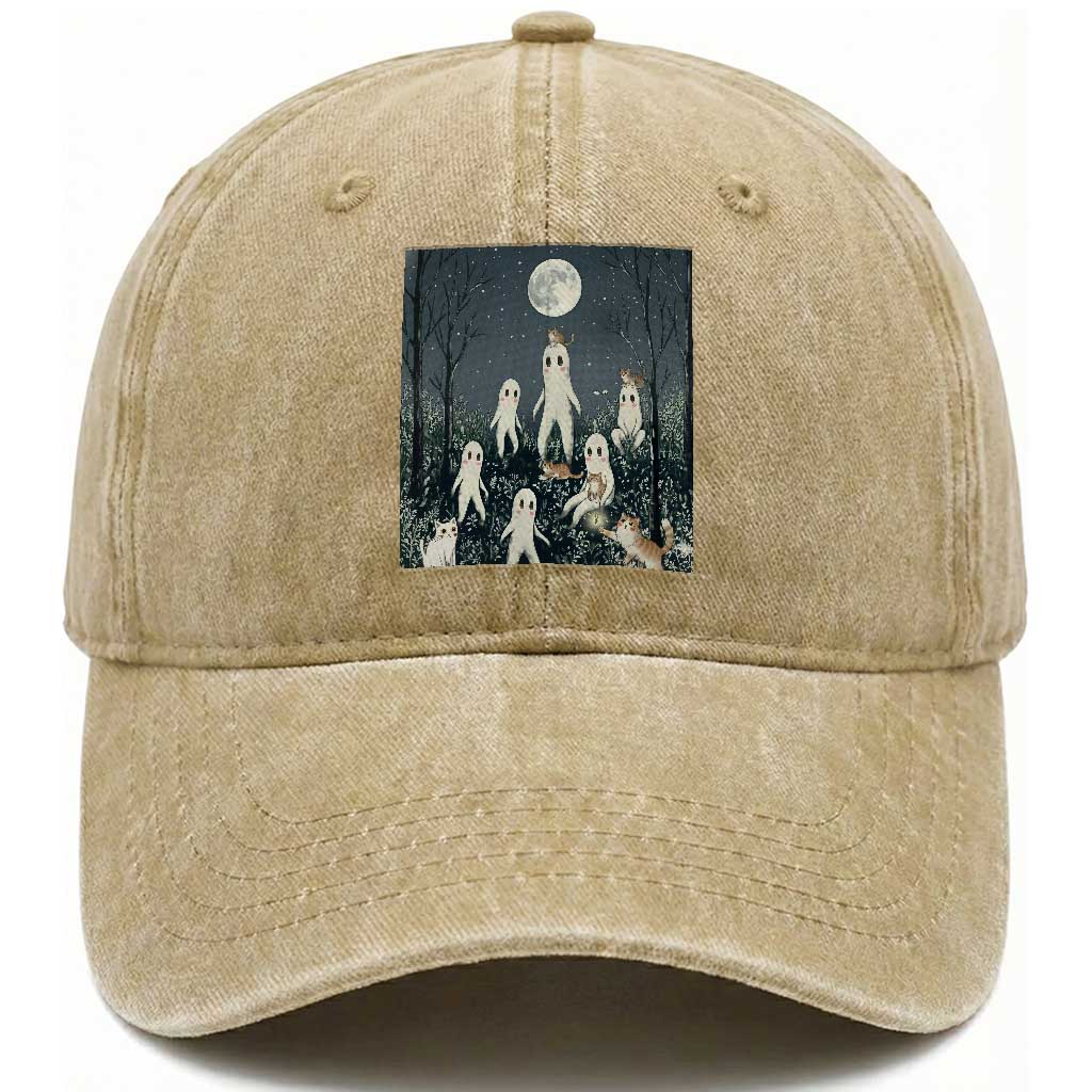Fresno Nightkittens Nightcrawler Washed Cotton Baseball Cap Funny Horror Cat Cryptid Lover Gift