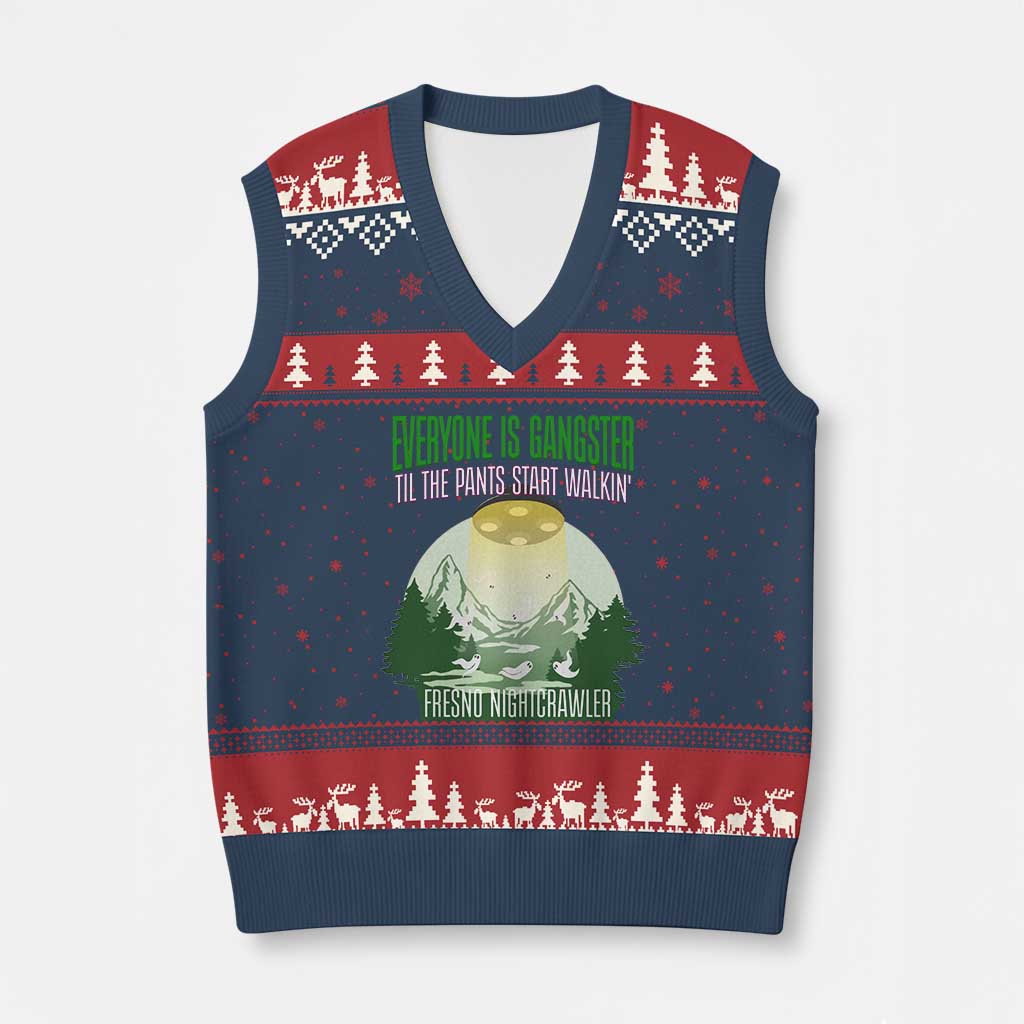Fresno Nightcrawler V-Neck Knit Sweater Vest Everyone Is Gangster Til The Pants Start Walkin - Wonder Print Shop