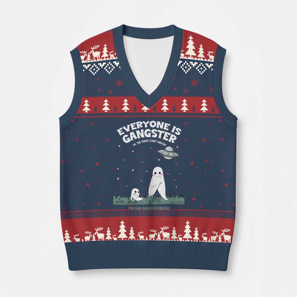 Gangster Til The Pants Start Walkin Nightcrawler V-Neck Knit Sweater Vest Funny Cryptid Hunter - Wonder Print Shop