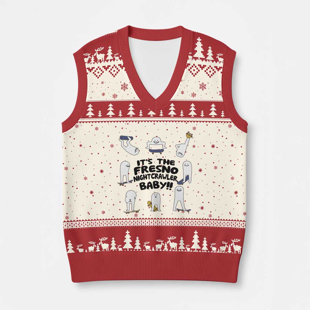 Its The Fresno Nightcrawler Baby V-Neck Knit Sweater Vest Funny Cryptid Skate Style Gift - Wonder Print Shop