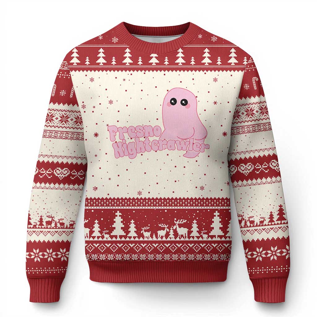 Pink Fresno Nightcrawler Ugly Christmas Sweater Cryptidcore Aesthetic Gift For Girl - Wonder Print Shop