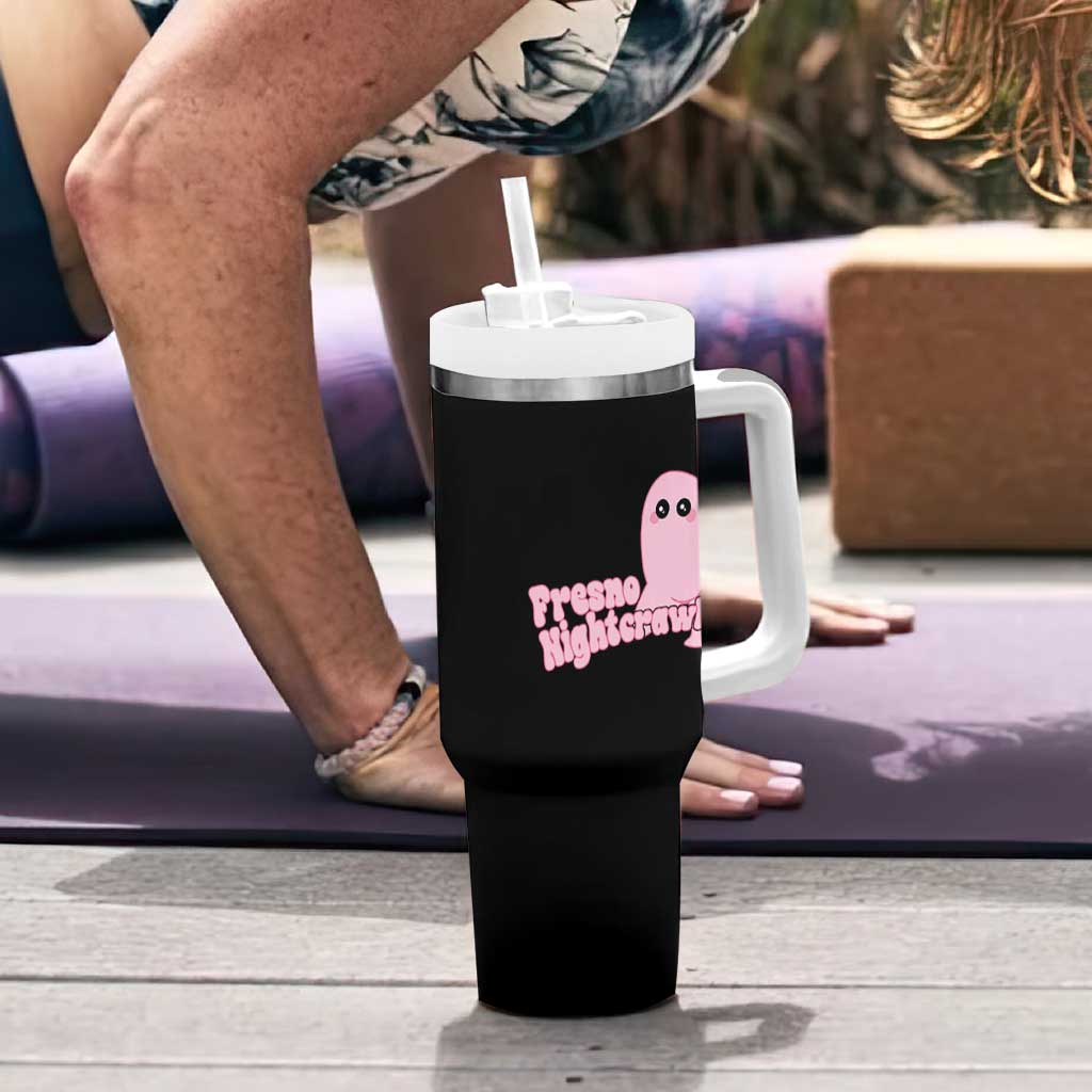 Pink Fresno Nightcrawler Tumbler With Handle Cryptidcore Aesthetic Gift For Girl - Wonder Print Shop