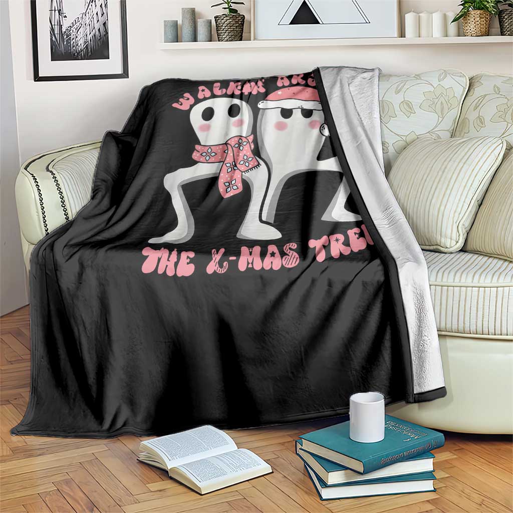 Walkin Around The Xmas Tree Throw Blanket Fresno Nightcrawler Cryptid Christmas Gift - Wonder Print Shop