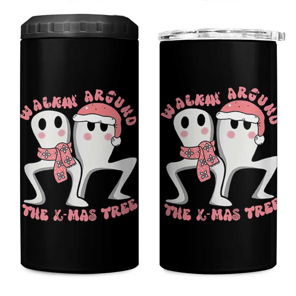 Walkin Around The Xmas Tree 4 in 1 Can Cooler Tumbler Fresno Nightcrawler Cryptid Christmas Gift - Wonder Print Shop