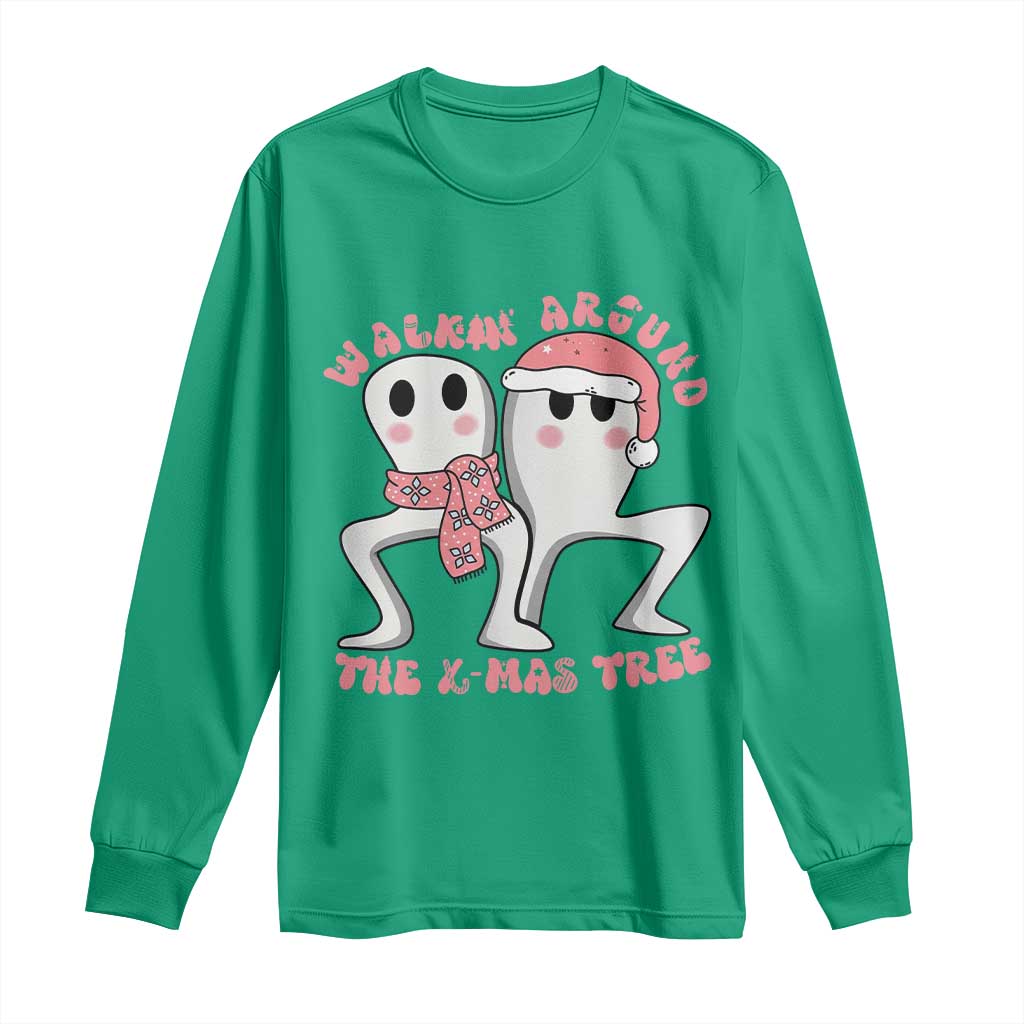 Walkin Around The Xmas Tree Long Sleeve Shirt Fresno Nightcrawler Cryptid Christmas Gift - Wonder Print Shop