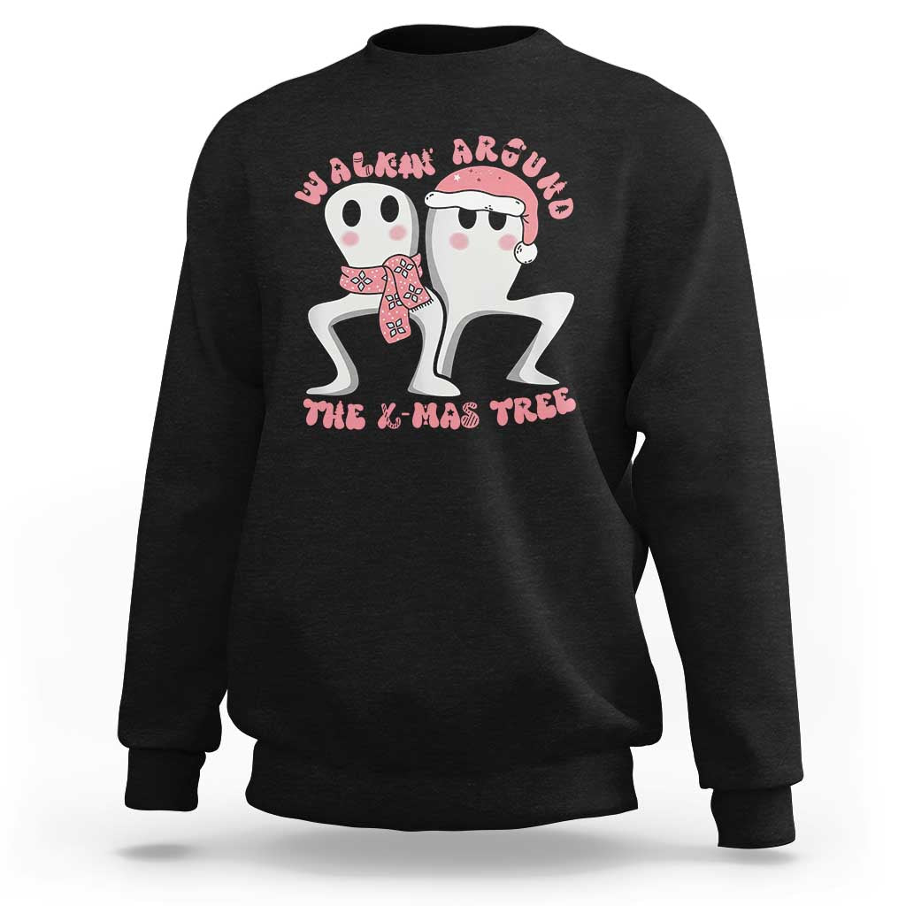 Walkin Around The Xmas Tree Sweatshirt Fresno Nightcrawler Cryptid Christmas Gift - Wonder Print Shop