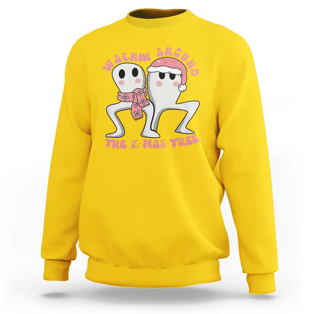 Walkin Around The Xmas Tree Sweatshirt Fresno Nightcrawler Cryptid Christmas Gift - Wonder Print Shop