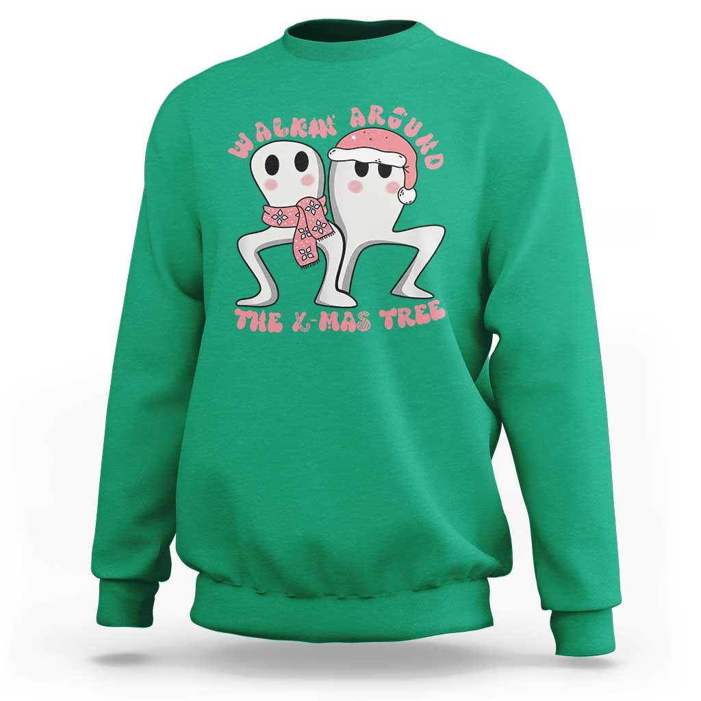 Walkin Around The Xmas Tree Sweatshirt Fresno Nightcrawler Cryptid Christmas Gift - Wonder Print Shop