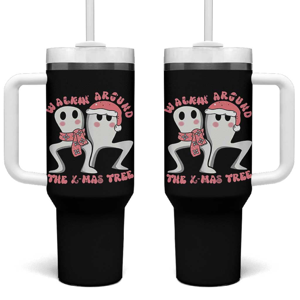 Walkin Around The Xmas Tree Tumbler With Handle Fresno Nightcrawler Cryptid Christmas Gift - Wonder Print Shop