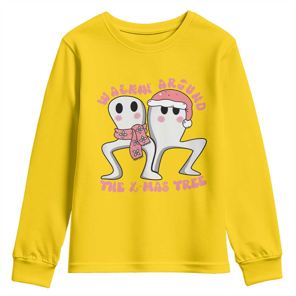 Walkin Around The Xmas Tree Youth Sweatshirt Fresno Nightcrawler Cryptid Christmas Gift - Wonder Print Shop