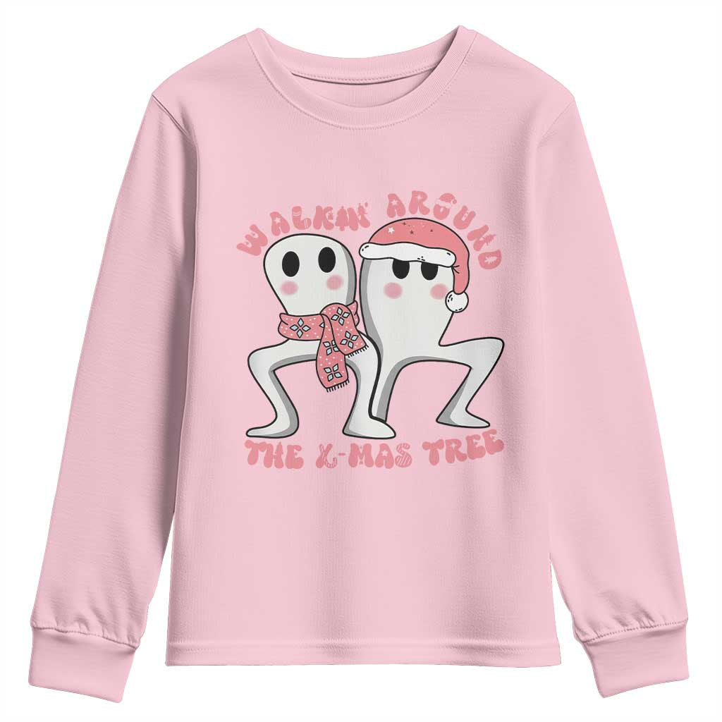 Walkin Around The Xmas Tree Youth Sweatshirt Fresno Nightcrawler Cryptid Christmas Gift - Wonder Print Shop