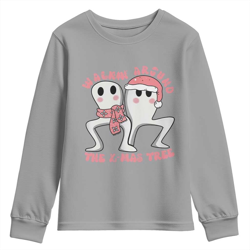 Walkin Around The Xmas Tree Youth Sweatshirt Fresno Nightcrawler Cryptid Christmas Gift - Wonder Print Shop