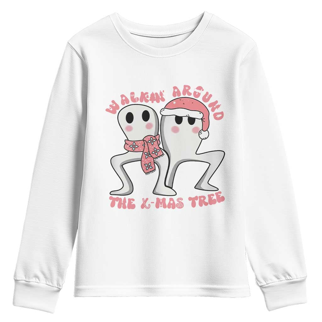 Walkin Around The Xmas Tree Youth Sweatshirt Fresno Nightcrawler Cryptid Christmas Gift - Wonder Print Shop