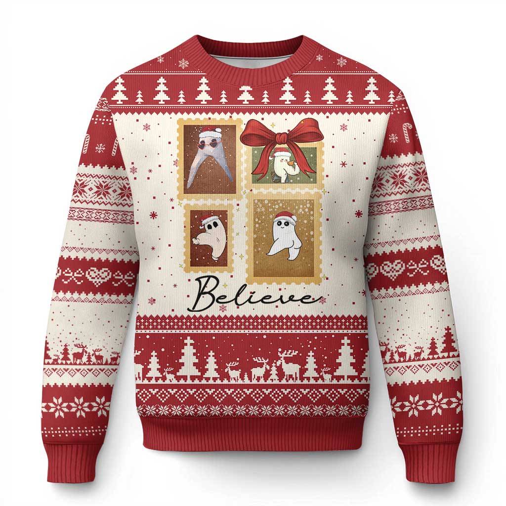 Fresno Nightcrawler Cryptid Xmas Believe Gift Ugly Christmas Sweater - Wonder Print Shop