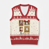 Fresno Nightcrawler Cryptid Xmas Believe Gift V-Neck Knit Sweater Vest - Wonder Print Shop