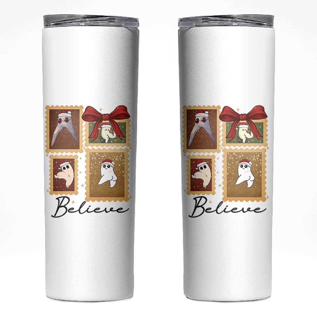 Fresno Nightcrawler Cryptid Christmas Believe Gift Skinny Tumbler - Wonder Print Shop