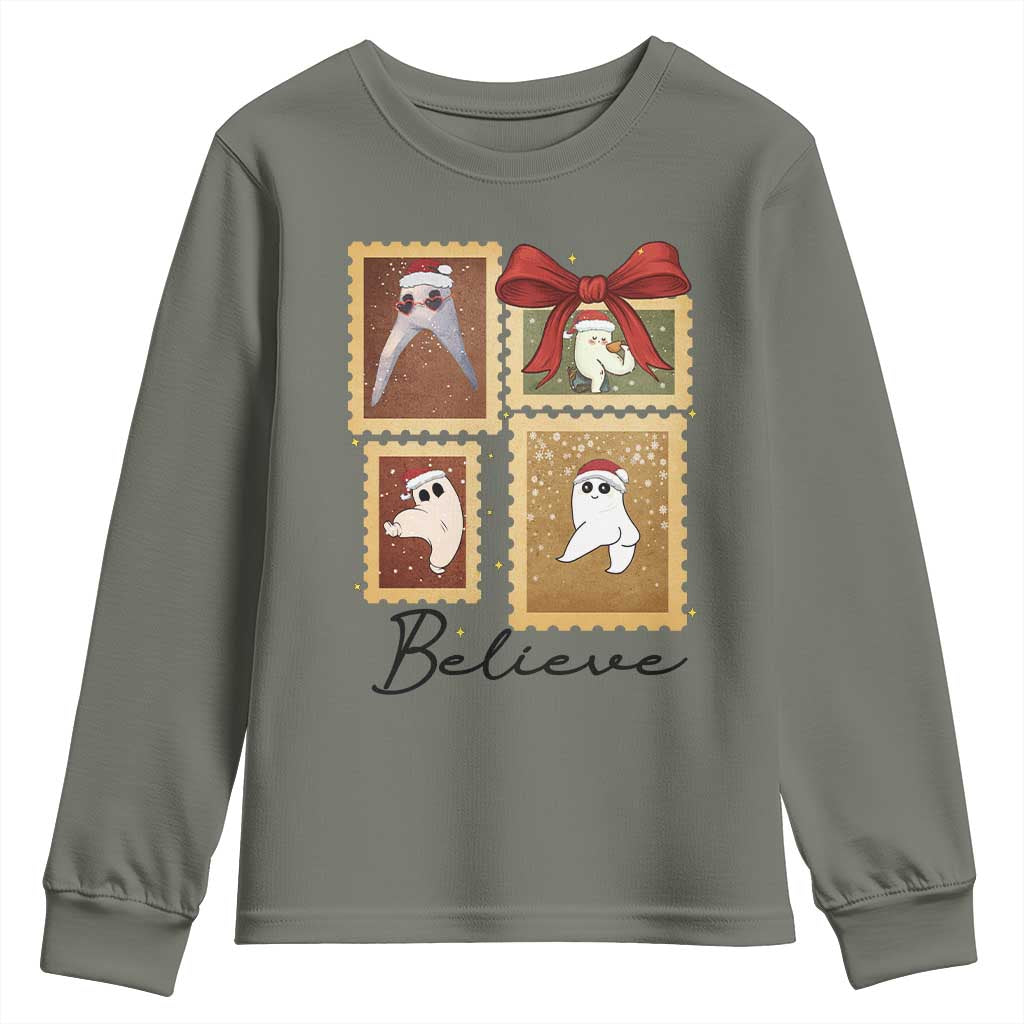 Fresno Nightcrawler Cryptid Christmas Believe Gift Youth Sweatshirt - Wonder Print Shop