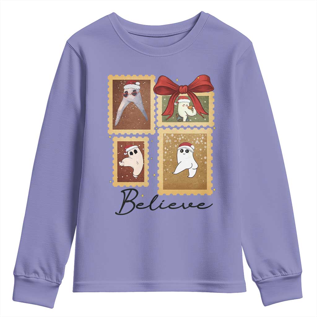 Fresno Nightcrawler Cryptid Christmas Believe Gift Youth Sweatshirt - Wonder Print Shop