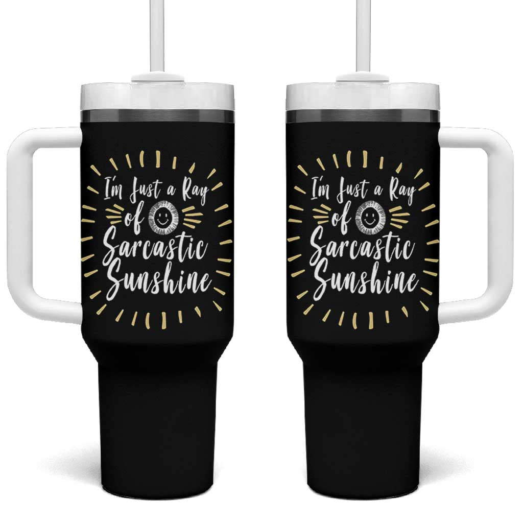 Im Just A Ray Of Sarcastic Sunshine Tumbler With Handle Funny Attitude Gift - Wonder Print Shop