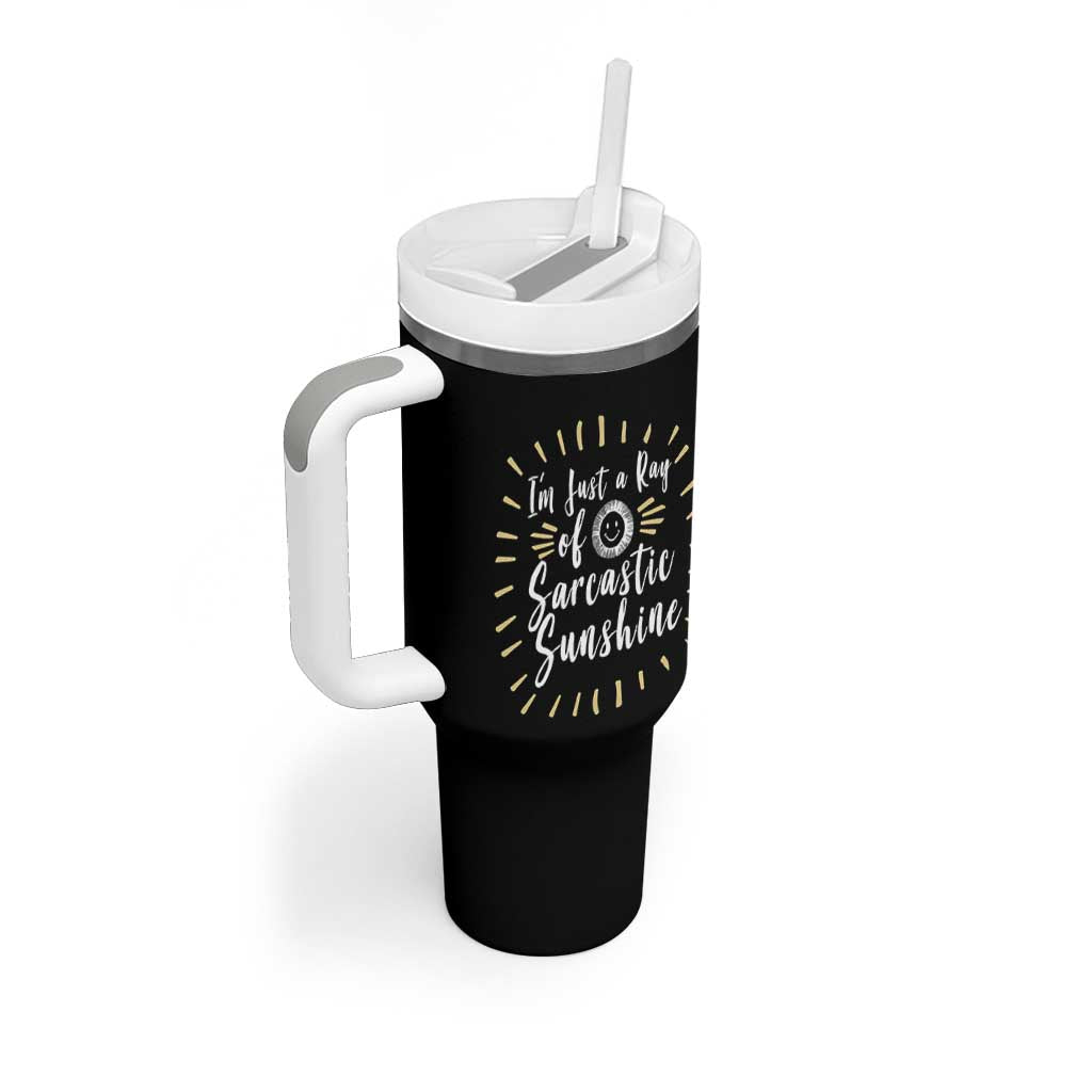 Im Just A Ray Of Sarcastic Sunshine Tumbler With Handle Funny Attitude Gift - Wonder Print Shop