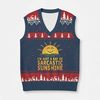 Funny Im Just A Ray Of Sarcastic Sunshine V-Neck Knit Sweater Vest No Filter Attitude Gift - Wonder Print Shop