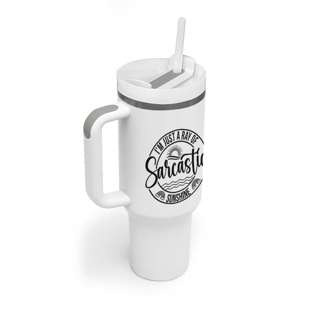 Funny Im Just A Ray Of Sarcastic Sunshine Tumbler With Handle Witty Sarcasm Lover - Wonder Print Shop
